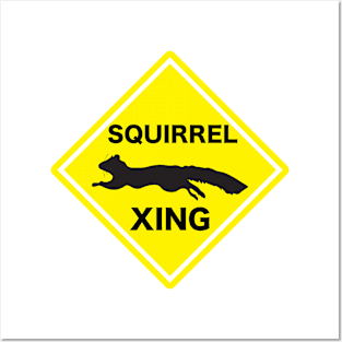 Squirrel crossing Posters and Art